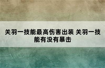 关羽一技能最高伤害出装 关羽一技能有没有暴击